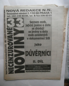 Necenzurované noviny č.33/1992