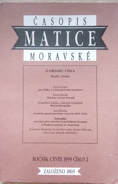 Časopis Matice moravské, ročník CXVIII / 1999