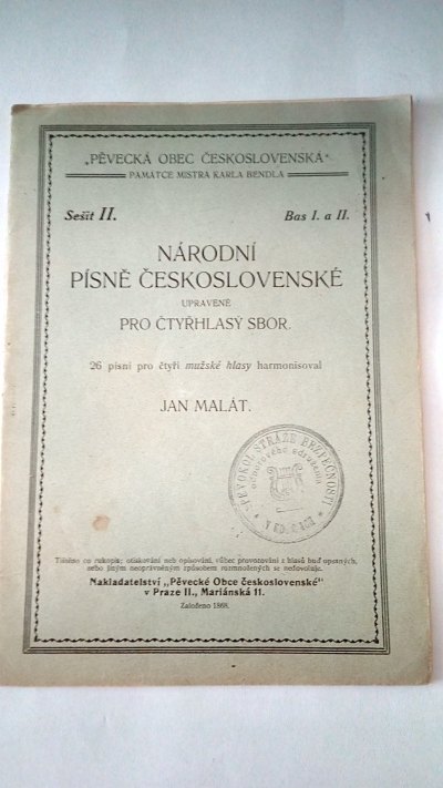 Národní písně československé upravené pro čtyřhlasý sbor