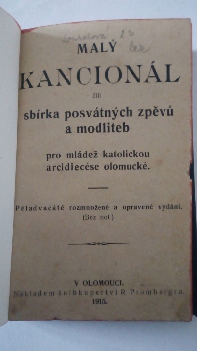 Malý kancionál čili sbírka posvátných zpěvů a modliteb