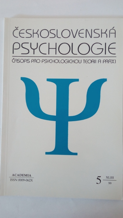 Československá psychologie č. 5/1999