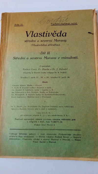 Vlastivěda střední a severní Moravy, díl II.