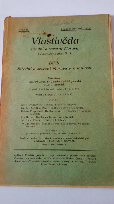 Vlastivěda střední a severní Moravy, díl II.