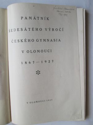 Památník šedesátého výročí českého gymnasia v Olomouci