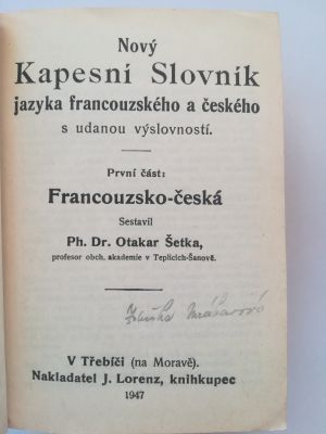 Kapesní slovník jazyka francouzského a českého