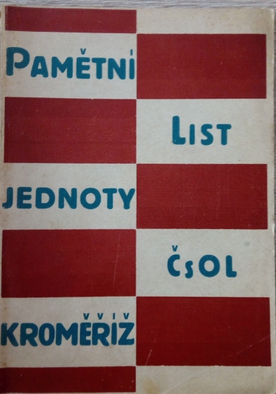 Pamětní list jednoty ČsOL v Kroměříži