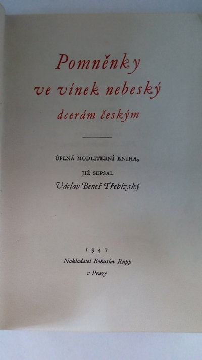 Pomněnky ve vínek nebeským dcerám českým