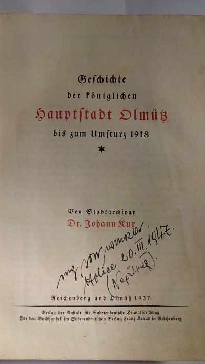 Geschichte der Königlichen Hauptstadt Olmütz bis zum Umsturz 1918
