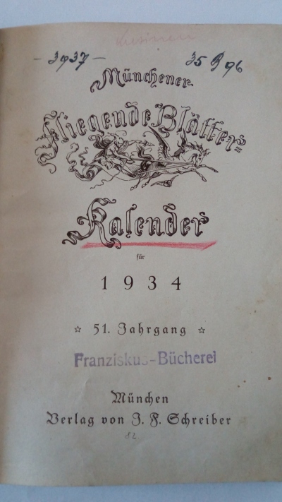 Münchener Fliegende Blätter kalender 1934  a 1933