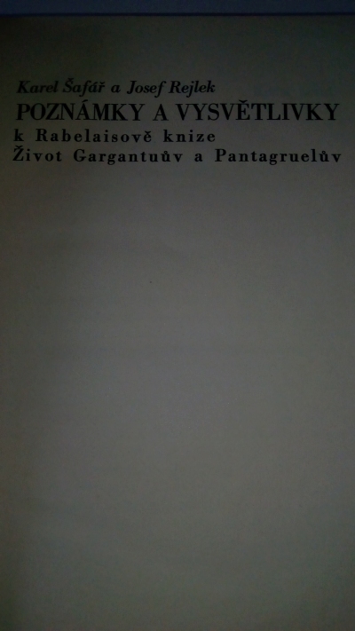 Poznámky a vysvětlivky k Rabelaisově knize Život Gardantuův a Pantagruelův