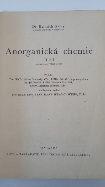 Anorgatická chemie, II. Díl