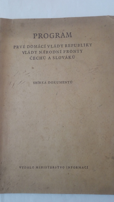 Program prvé domácí vlády republiky, vlády národní fronty Čechů a Slováků