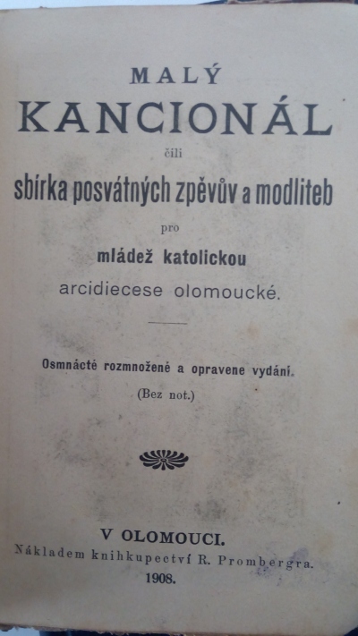Malý kancionál čili sbírka písní a modliteb pro mládež katolickou