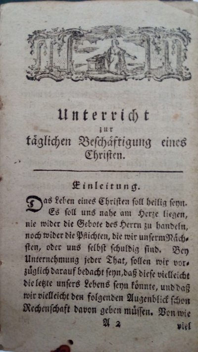Unterricht zur täglichen Beschäftigung eines Chriften