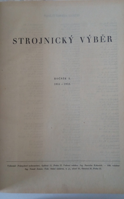 Strojnický výběr, ročník I. (1951-1952)