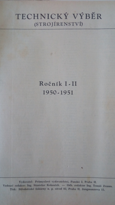Technický výběr, ročník I-II. (1950-1951)